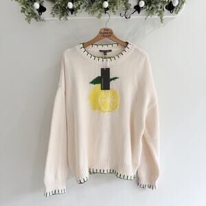 New Laurel Grey Lemon Embroidered Sweater XL 5-6053 limoncelo
